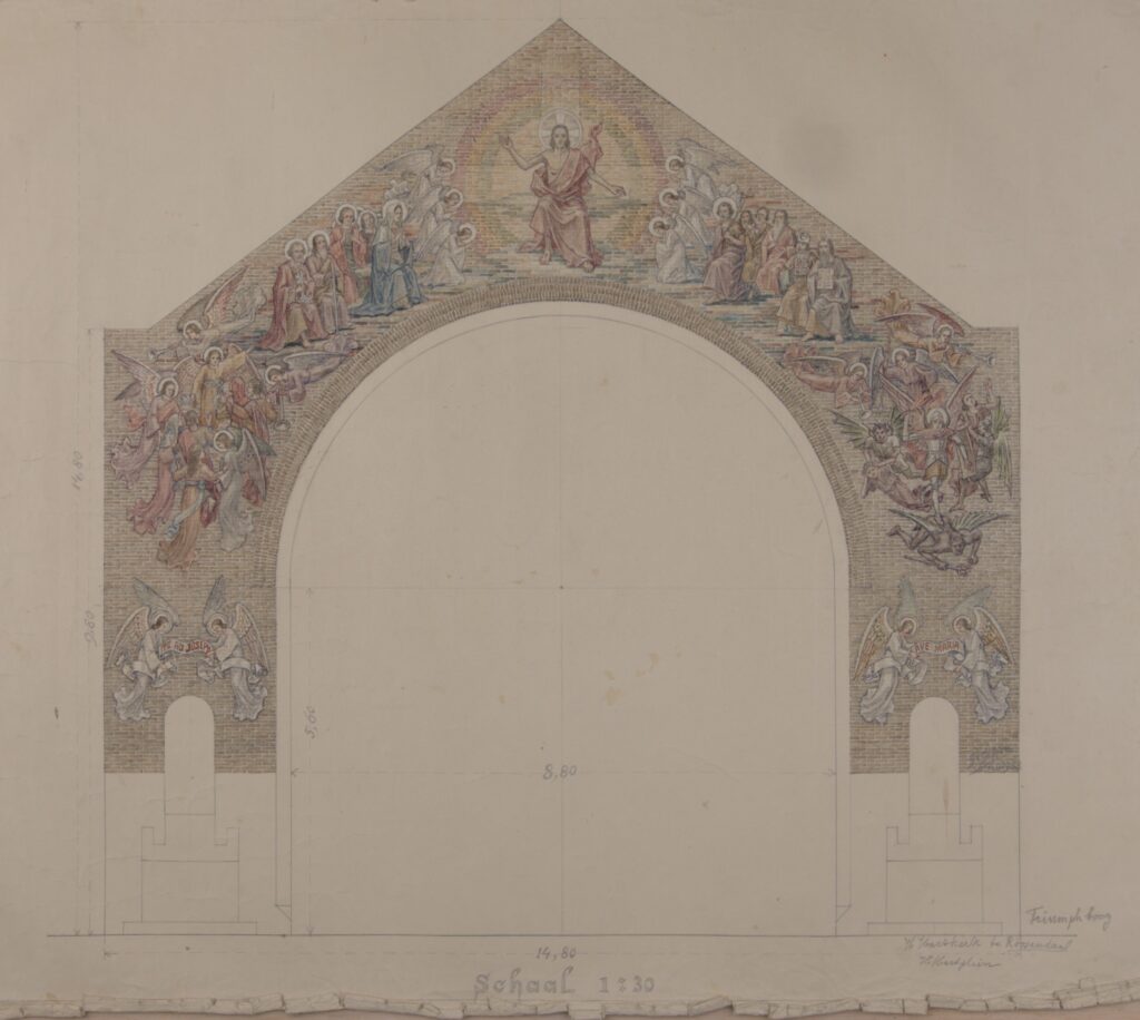 RH220 050 1953 Roosendaal HHartkerk aq Triumphboog