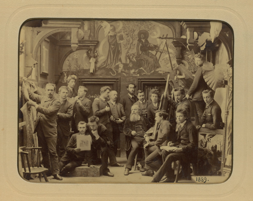 Prof.Stummel met leerlingen in 1889. Gerrit kwam pas ca. 1905 (?)