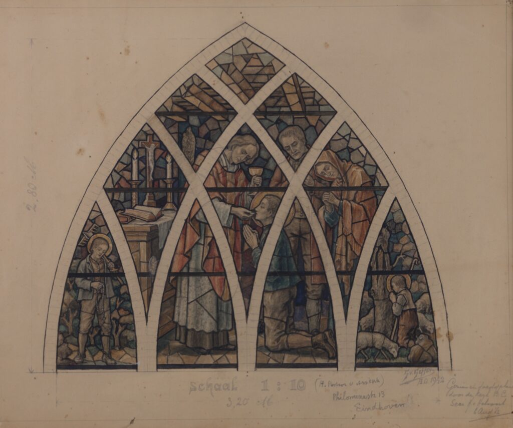EA430 033 1942 Eindhoven PvArskerk klr gebrandschilderd raam 1