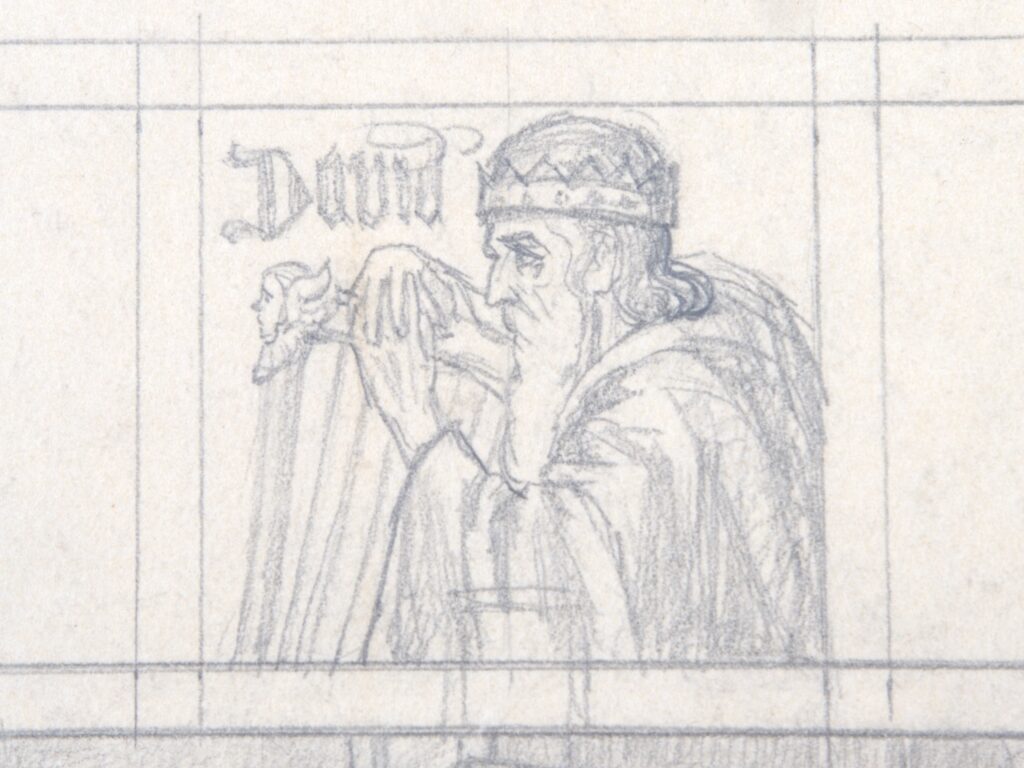 OA030 064 1926 statie III potloodschets detail Koning David