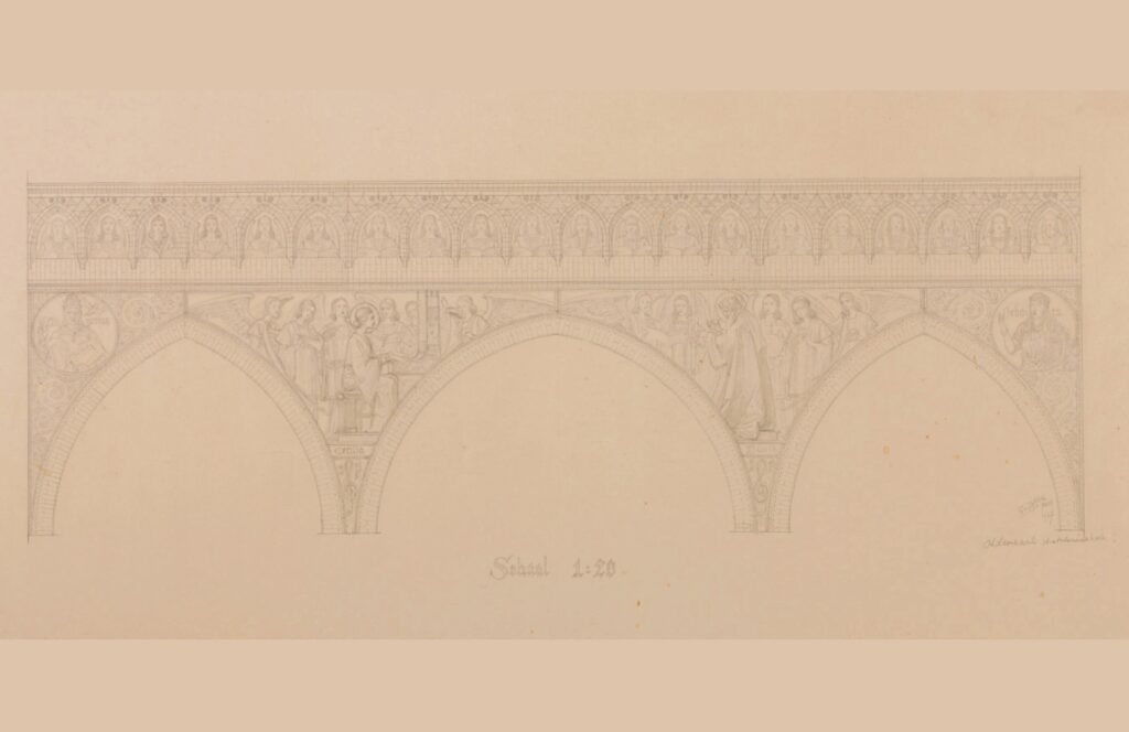 OA220 060 1927 potloodschets Koorbalustrade geheel
