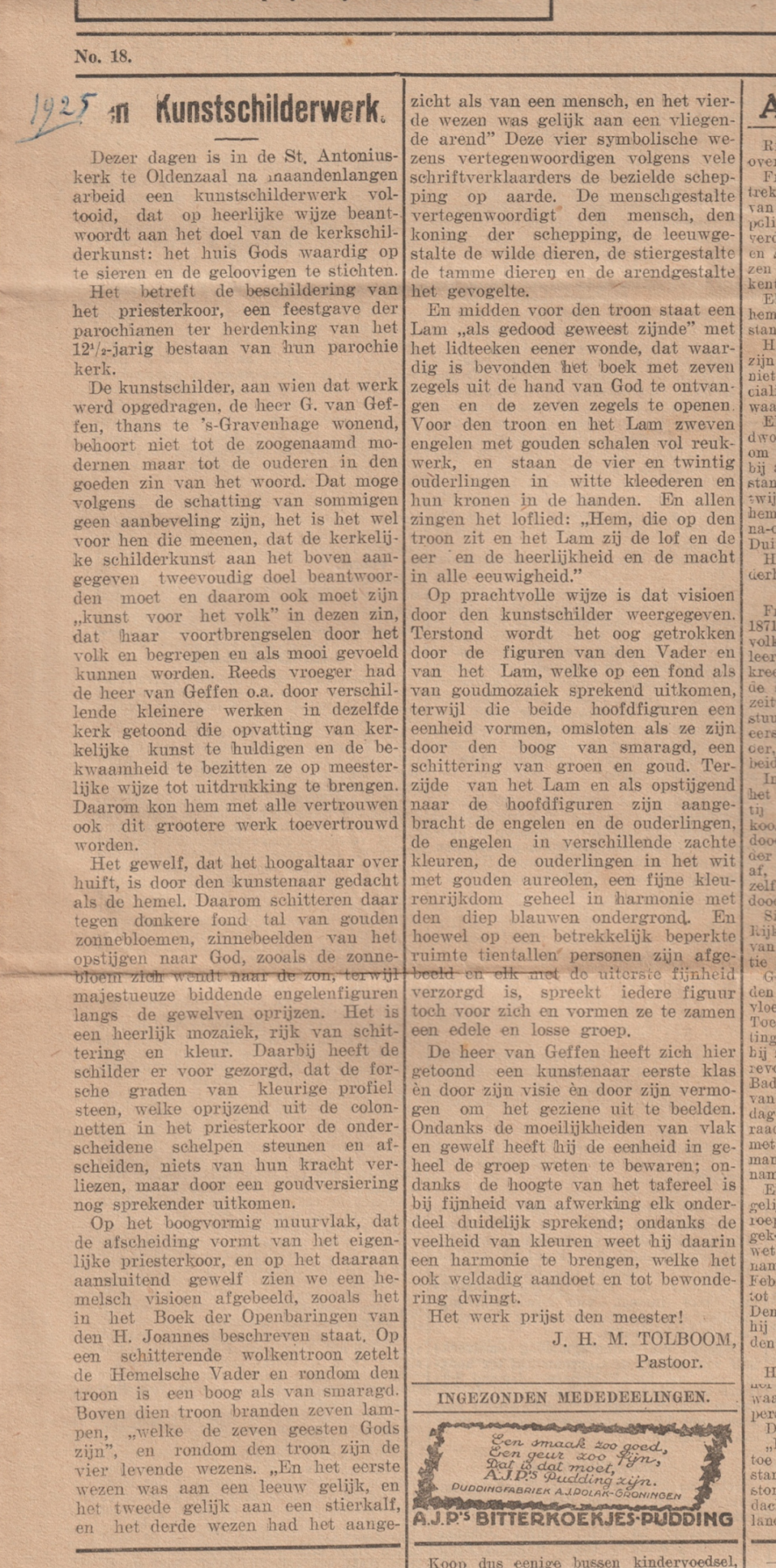 OA Twentse Courant 3 maart 1925 Pastoor Tolboom