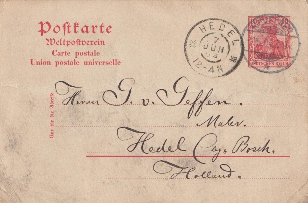 KK010 7 juni 1904 Briefkaart van F.Stummel aan Van Geffen voorkant