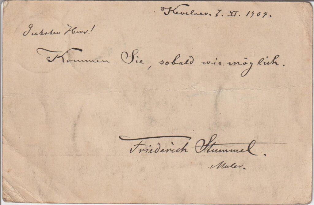 KK011 7 juni 1904 Briefkaart van F.Stummel aan Van Geffen achterkant