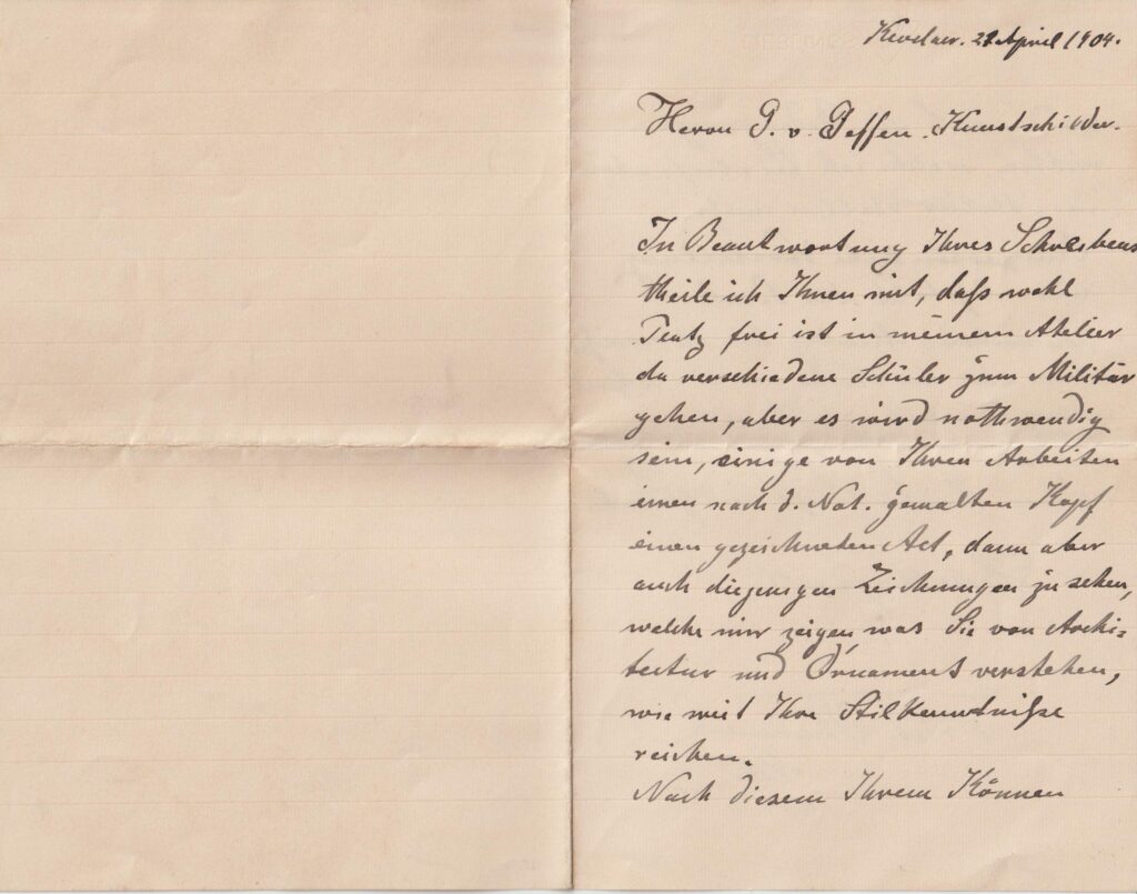 KK002 21 april 1904 Brief van F.Stummel aan Van Geffen kant 1
